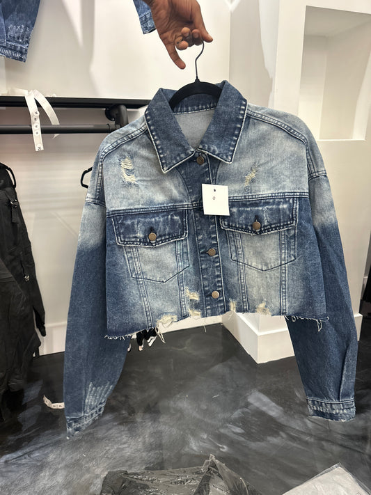 Jean wash jacket crop